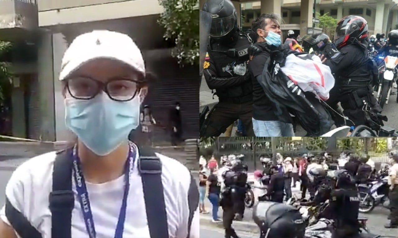 Fotógrafos fueron reprimidos duramente por la Policía durante plantón en Guayaquil