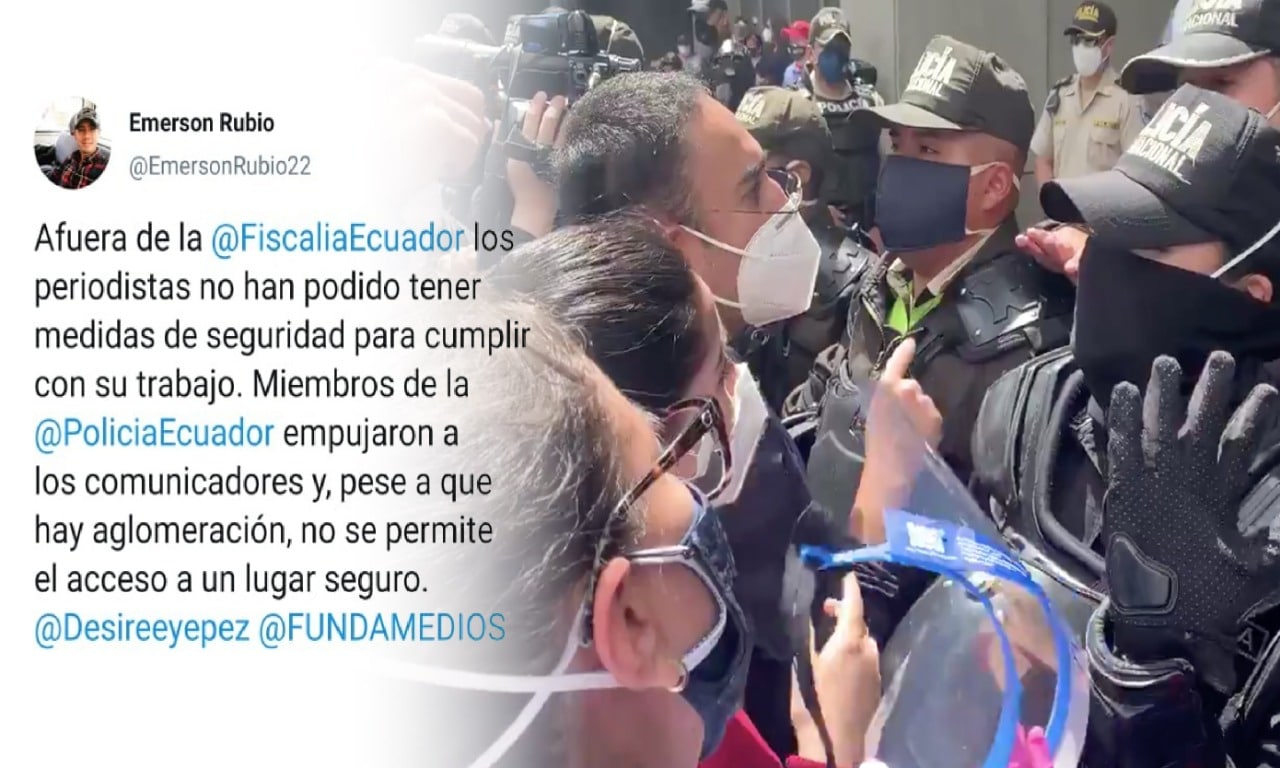 Periodistas fueron agredidos por la Policía durante comparecencia del Alcalde de Quito en la Fiscalía