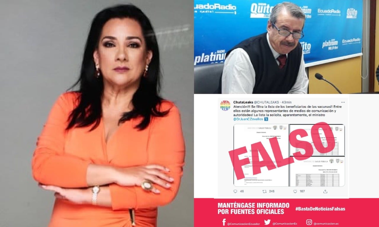 Periodistas ecuatorianos reciben insultos tras difusión de una falsa lista VIP de vacunación