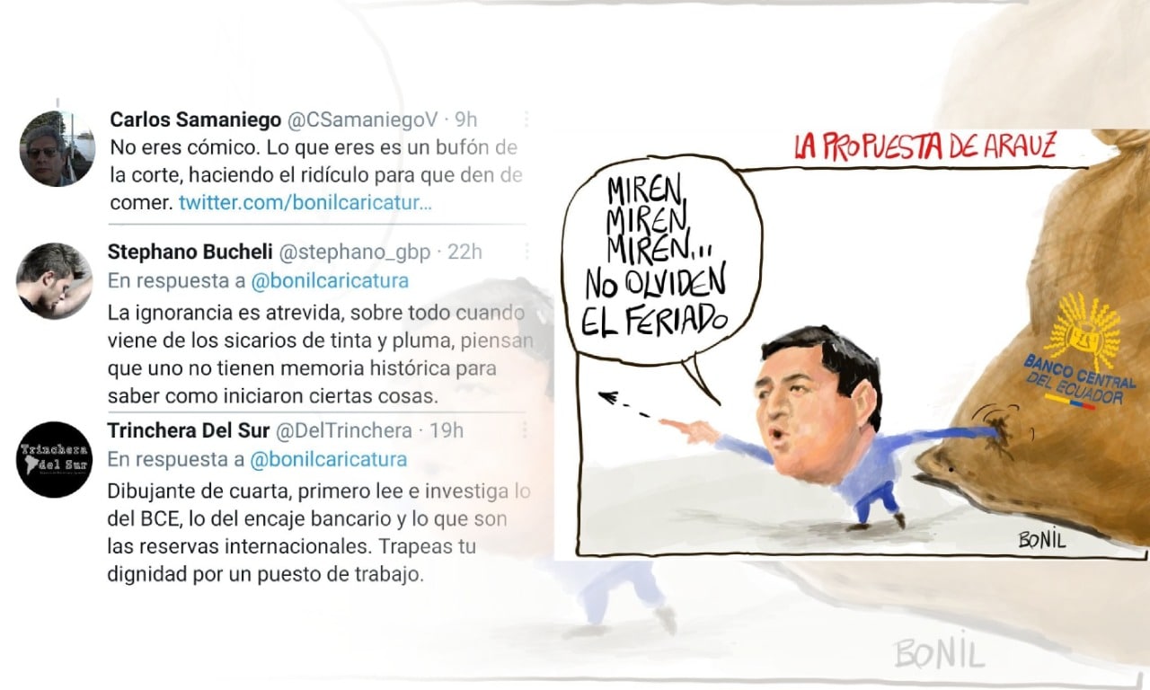 Caricaturista es insultado en Twitter por dibujo de Andrés Arauz