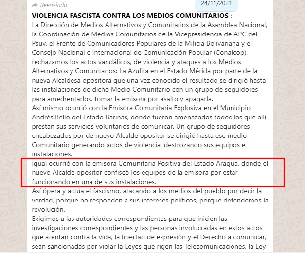 Censurados programas informativos y emisoras en Barinas y Mérida