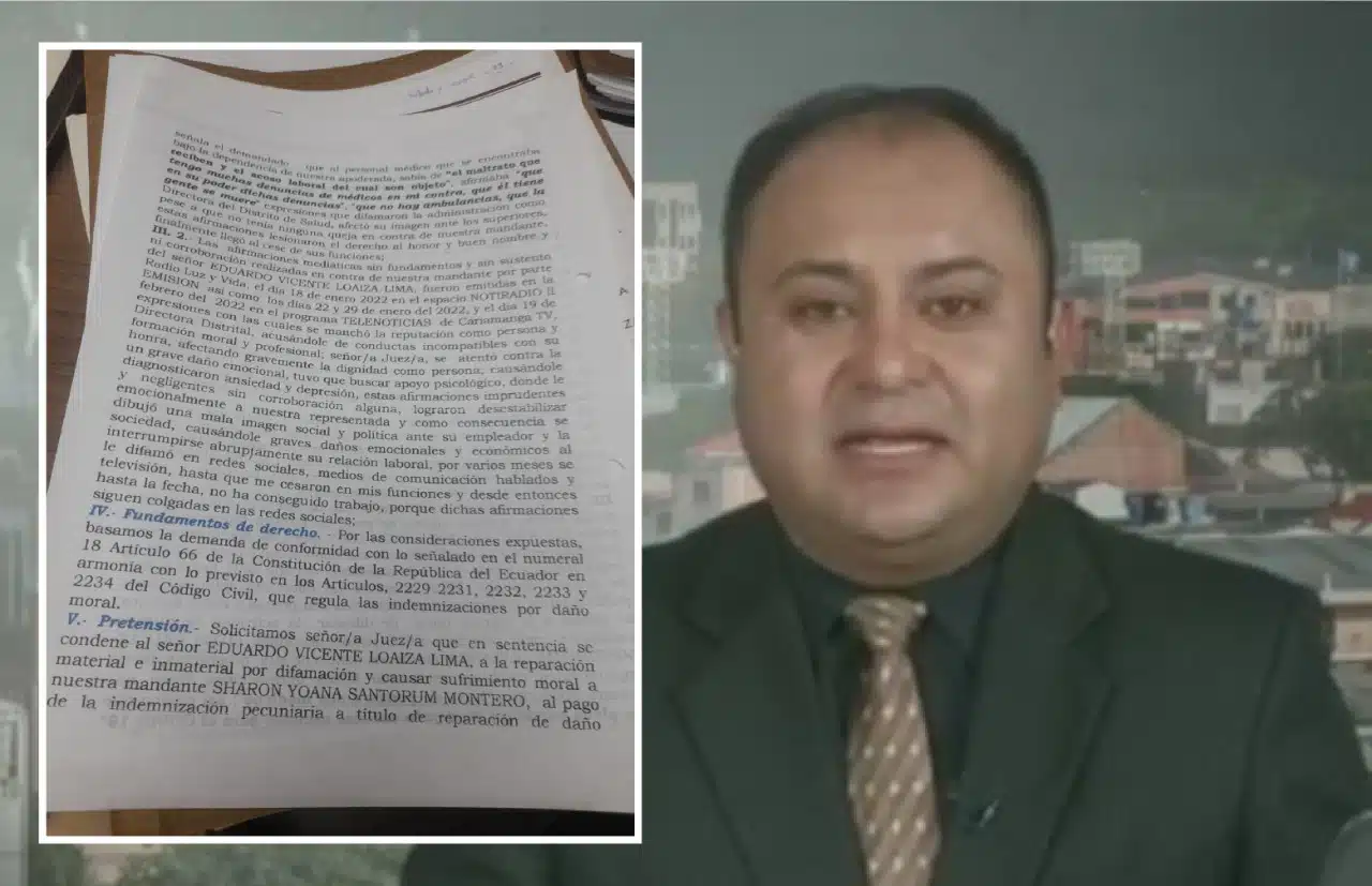 Exfuncionaria pública demanda a periodista ecuatoriano por daño moral, exige USD 50 mil