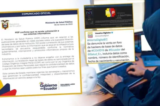 Organización alerta de una filtración de base de datos sobre vacunación en Ecuador, Ministerio De Salud lo niega