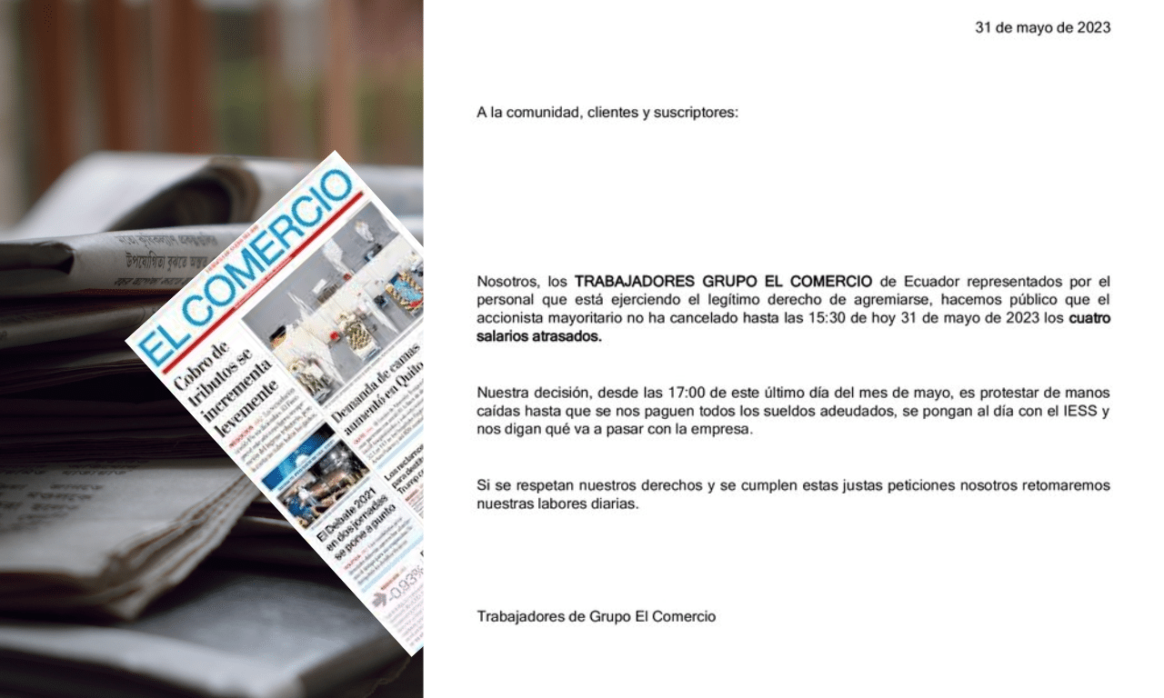 Periodistas de El Comercio dejan de publicar contenidos porque están impagos