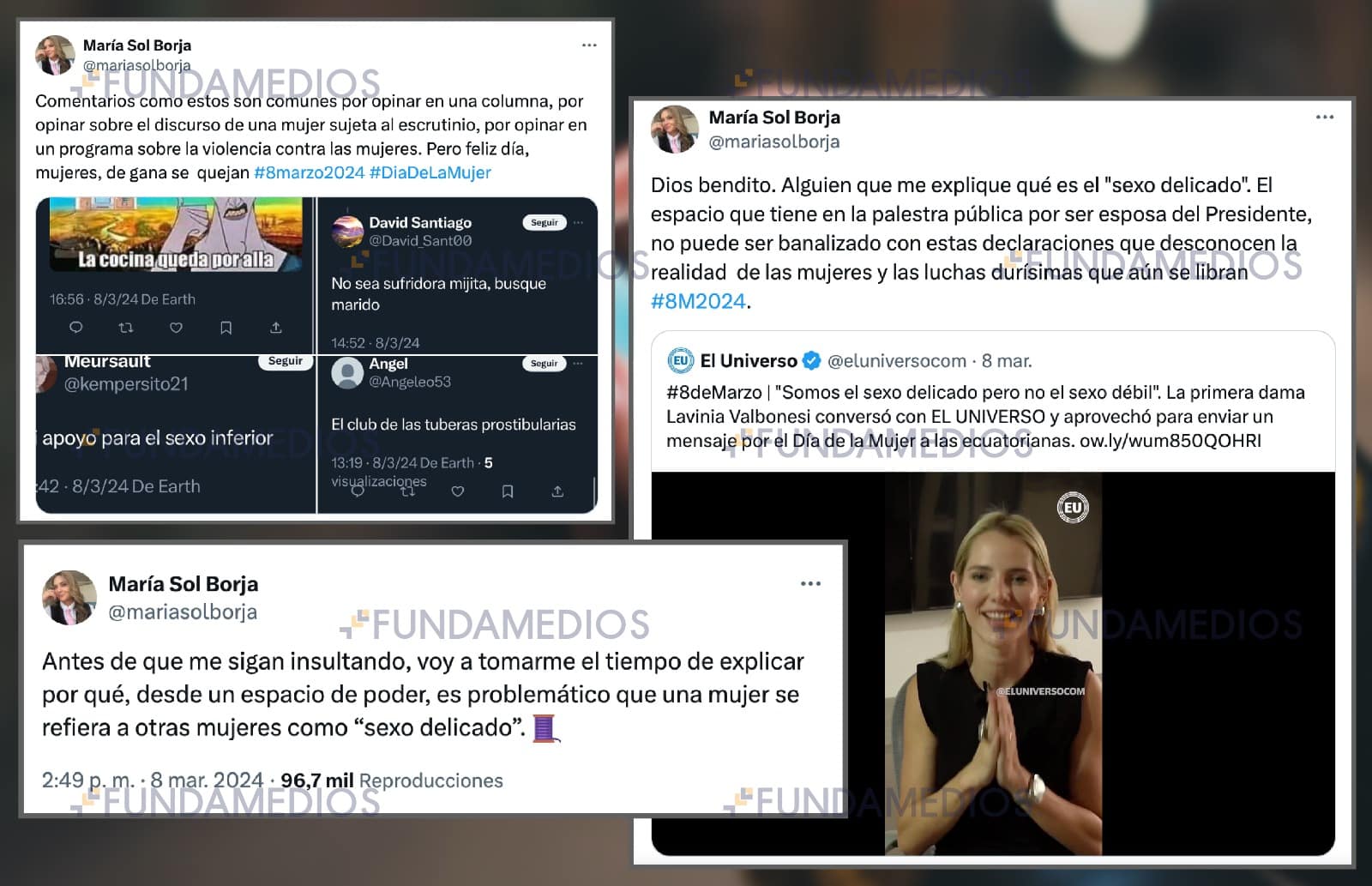 Periodista ecuatoriana es denigrada y recibe epítetos sexistas en pleno 8M