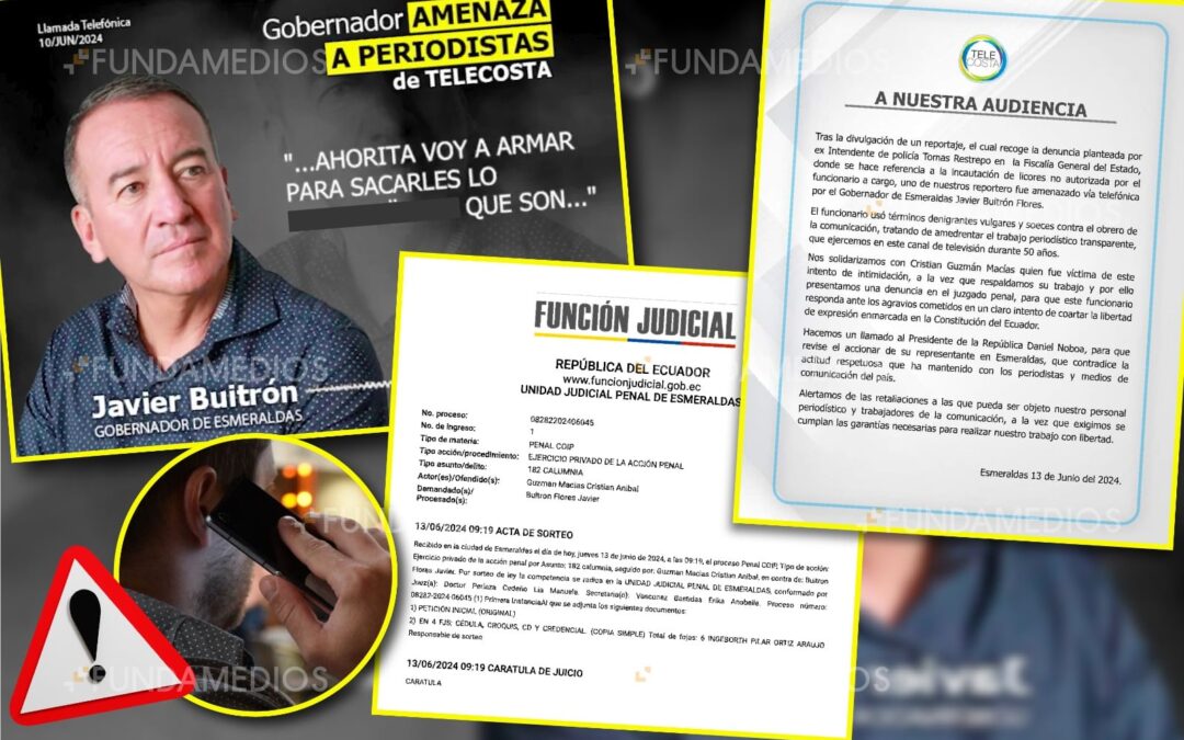 Gobernador de Esmeraldas agrede e insulta a periodista