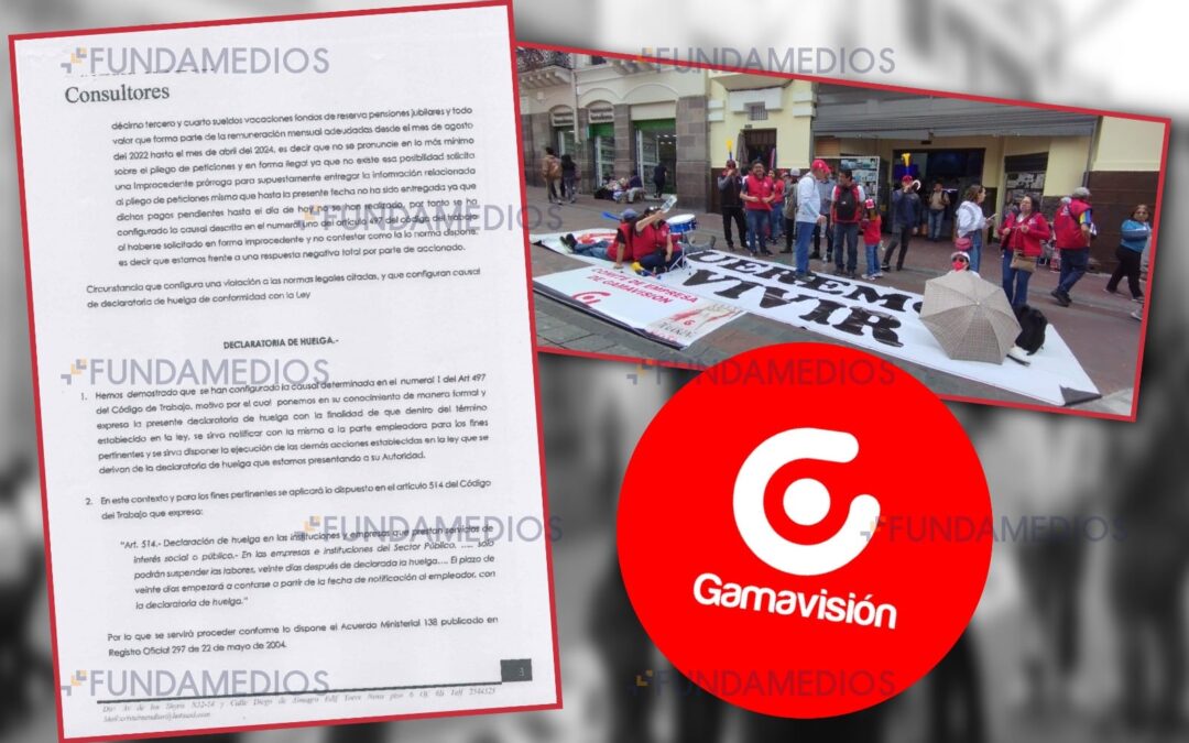 Trabajadores de Gamavisión se declaran en huelga por sueldos y valores impagos por sabatinas