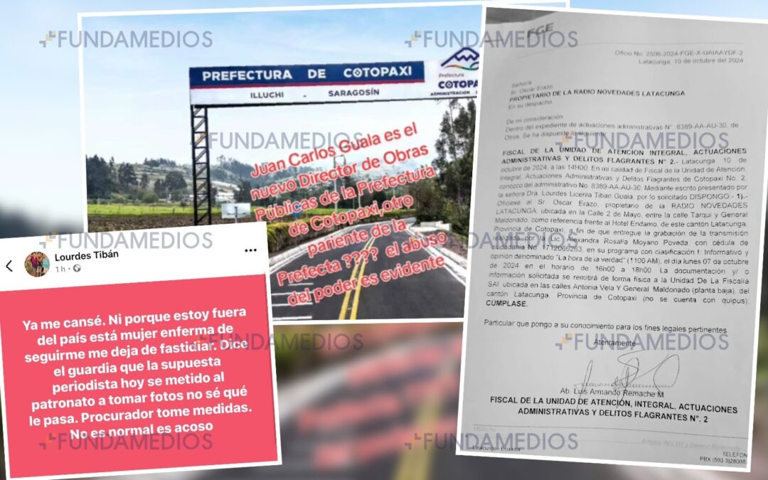 Prefecta de Cotopaxi ataca judicial y verbalmente a periodista