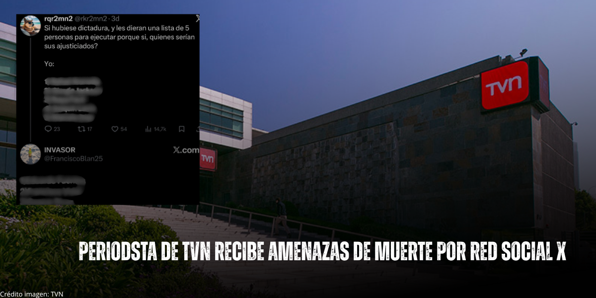 amenazas perio tvn Amenazas a periodista TVN en red social X mediante publicación que menciona ejecución